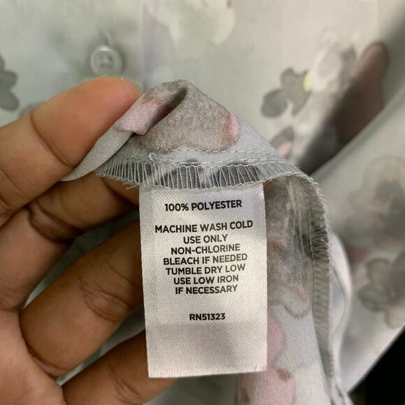 NEW $89 Halogen Satin Button-Up Shirt Floral SZ M - Picture 9 of 10